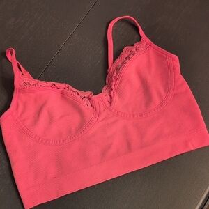 Aerie Pink Lace Trim Bra Intimates & Sleepwear